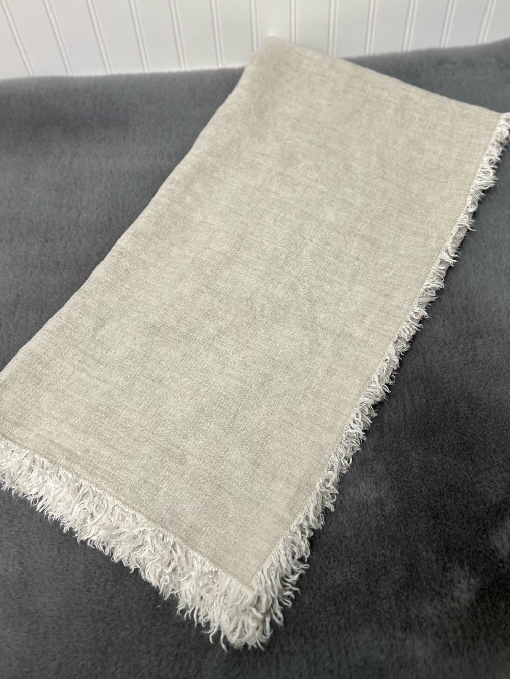 Pottery Barn Frayed linen table throw